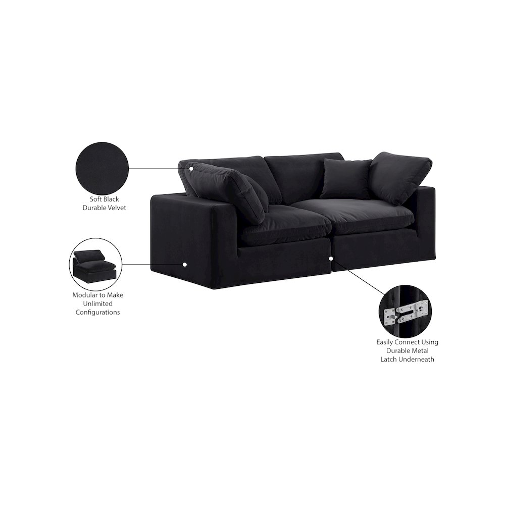 Comfy Black Velvet Modular Sofa. Picture 11