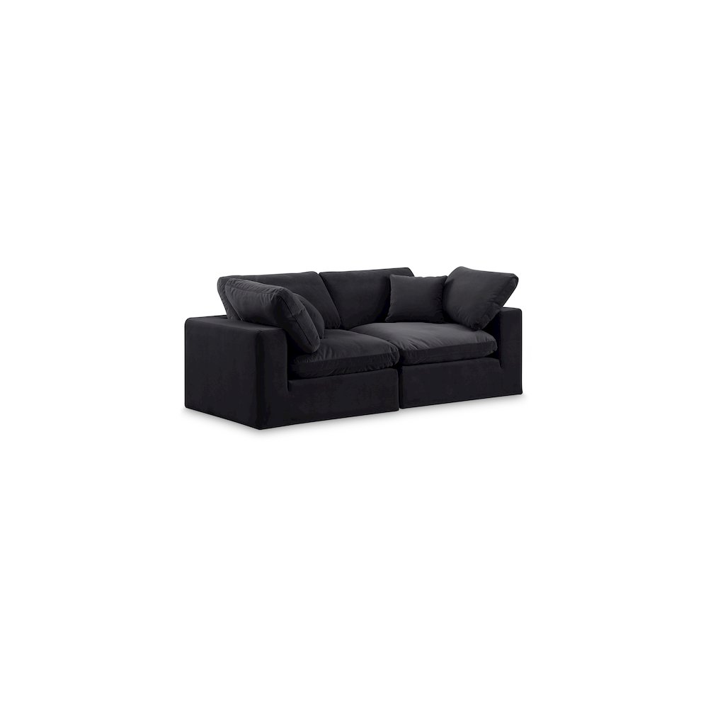 Comfy Black Velvet Modular Sofa. Picture 1
