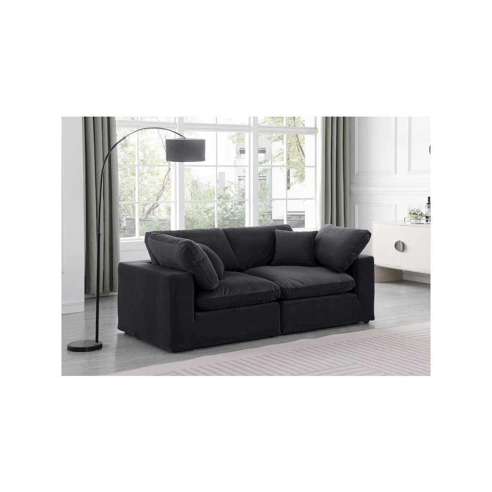 Comfy Black Velvet Modular Sofa. Picture 2