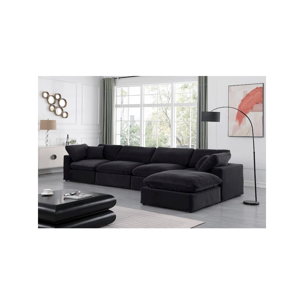 Comfy Black Velvet Modular Sectional. Picture 4