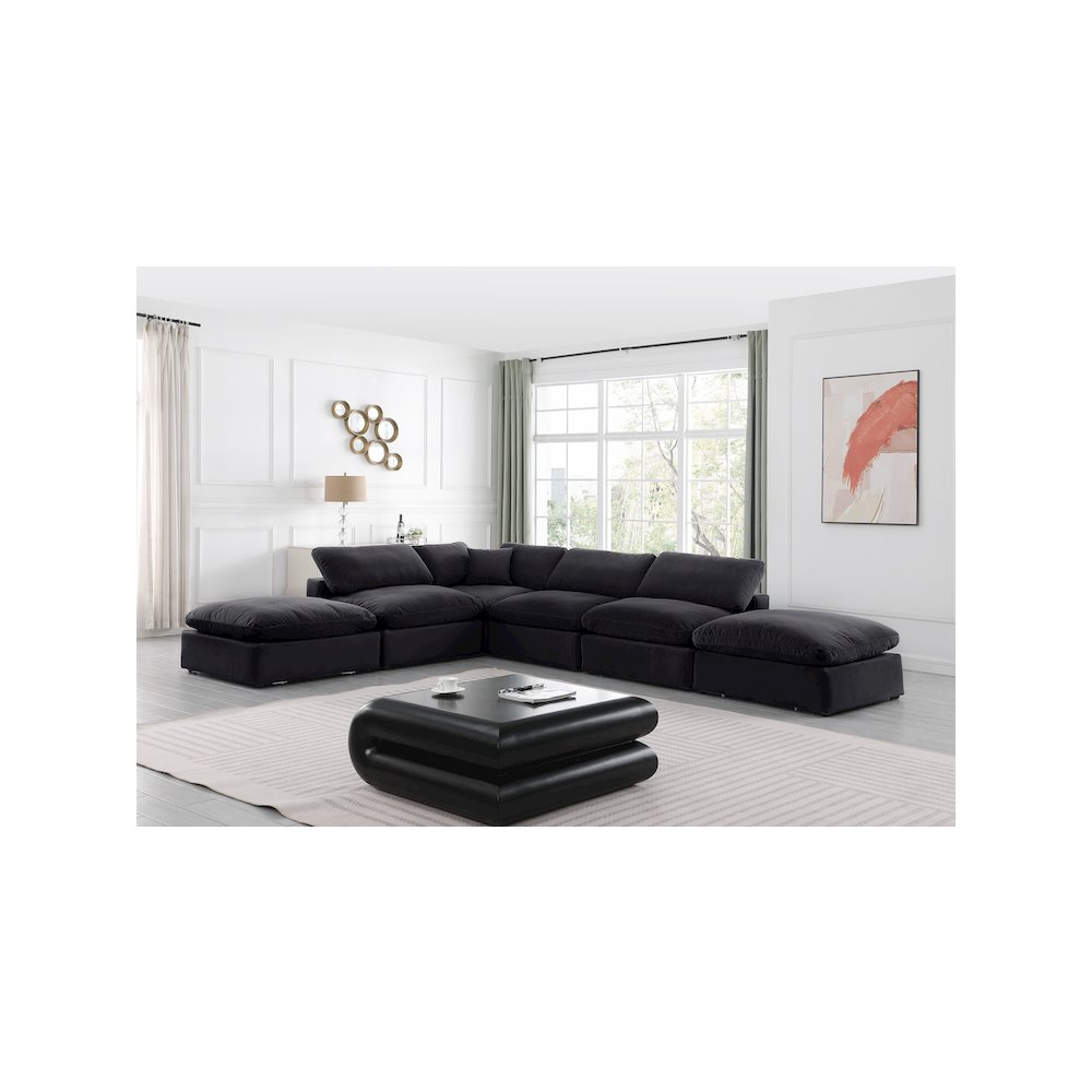 Comfy Black Velvet Modular Sectional. Picture 2