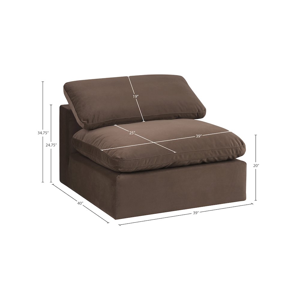 Comfy Brown Velvet Modular Armless Chair. Picture 10
