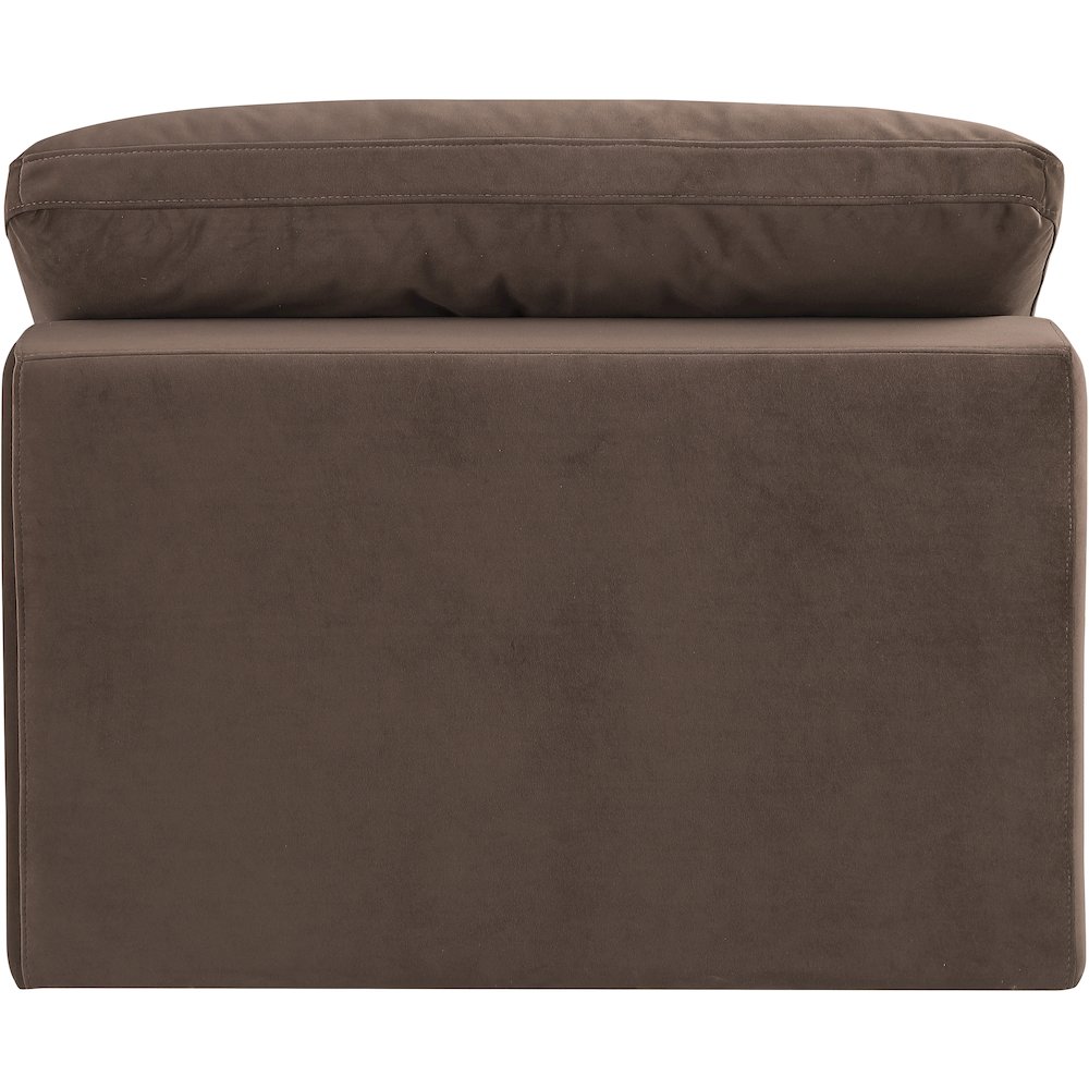 Comfy Brown Velvet Modular Armless Chair. Picture 3