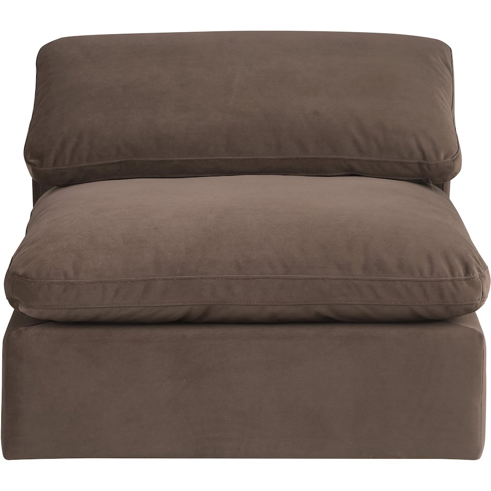 Comfy Brown Velvet Modular Armless Chair. Picture 4
