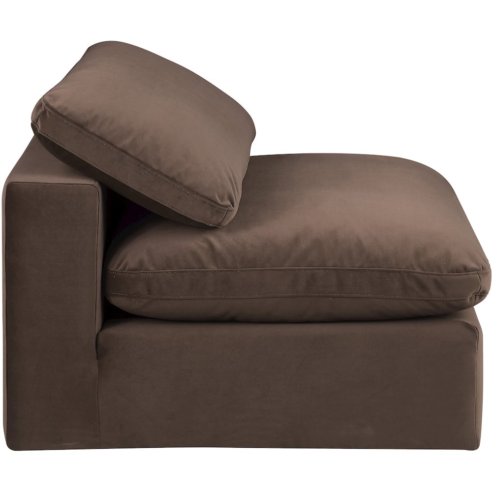 Comfy Brown Velvet Modular Armless Chair. Picture 5