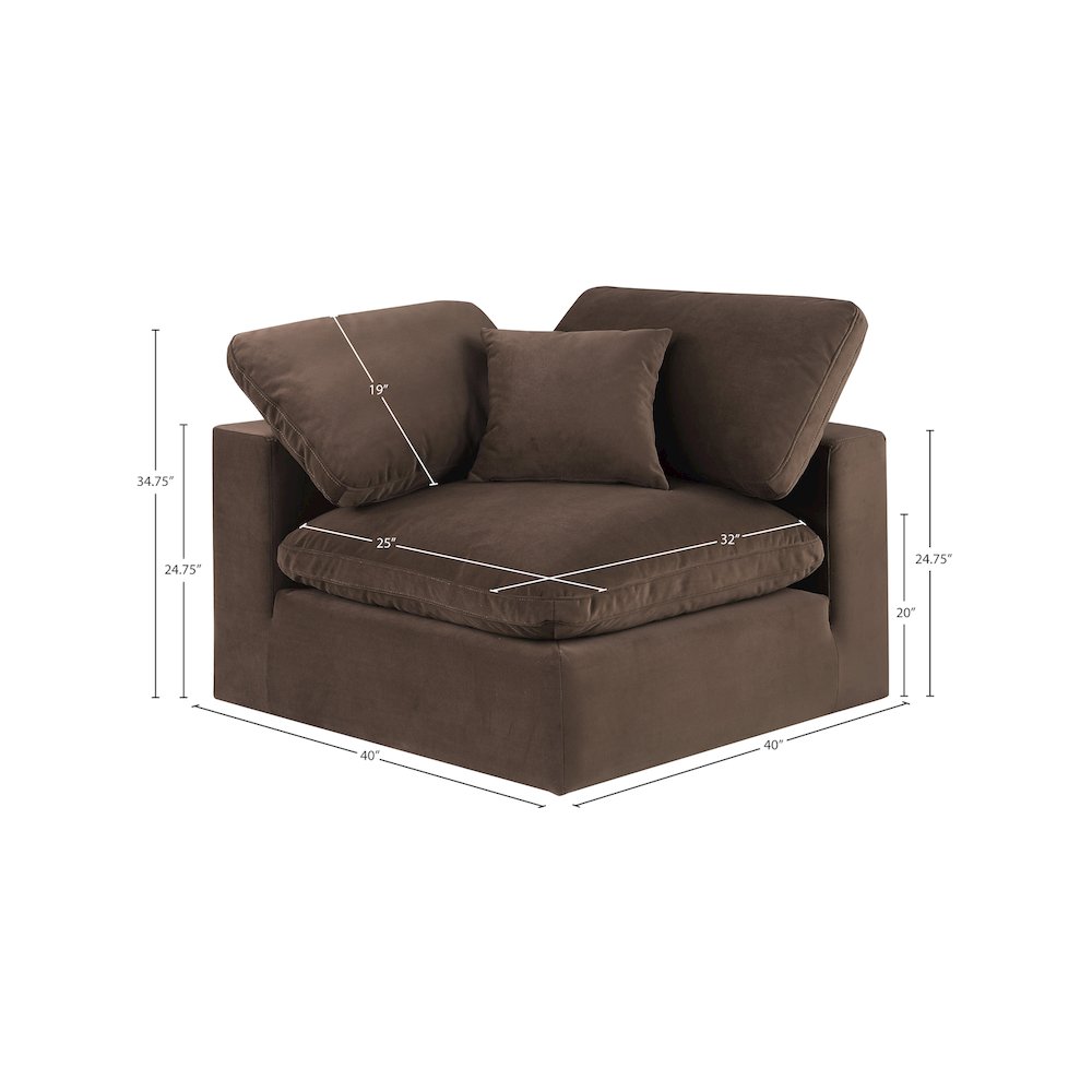 Comfy Brown Velvet Modular Corner Chair. Picture 12