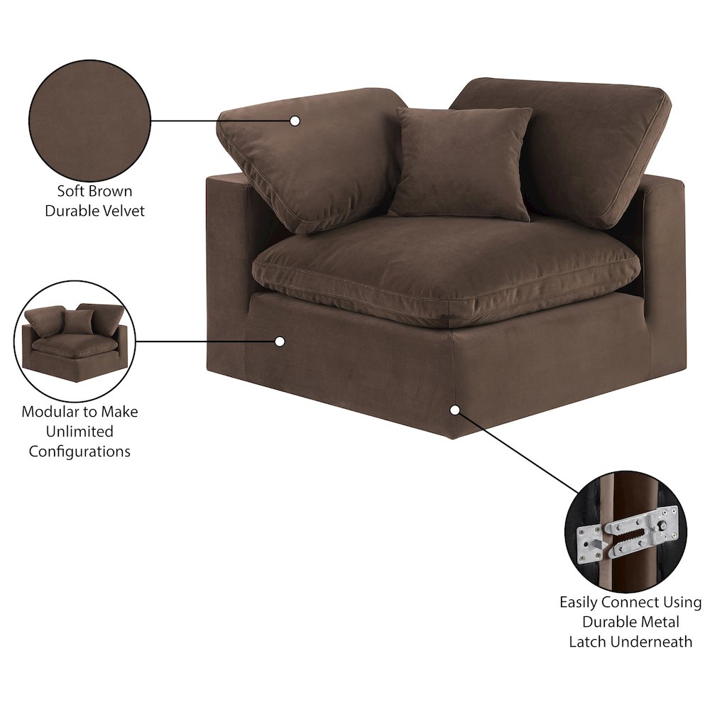 Comfy Brown Velvet Modular Corner Chair. Picture 13
