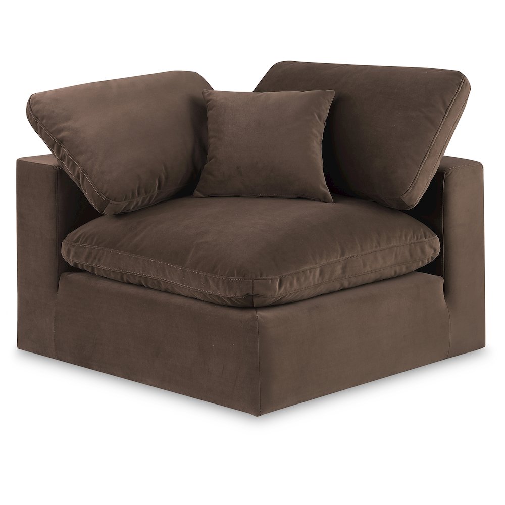 Comfy Brown Velvet Modular Corner Chair. Picture 1