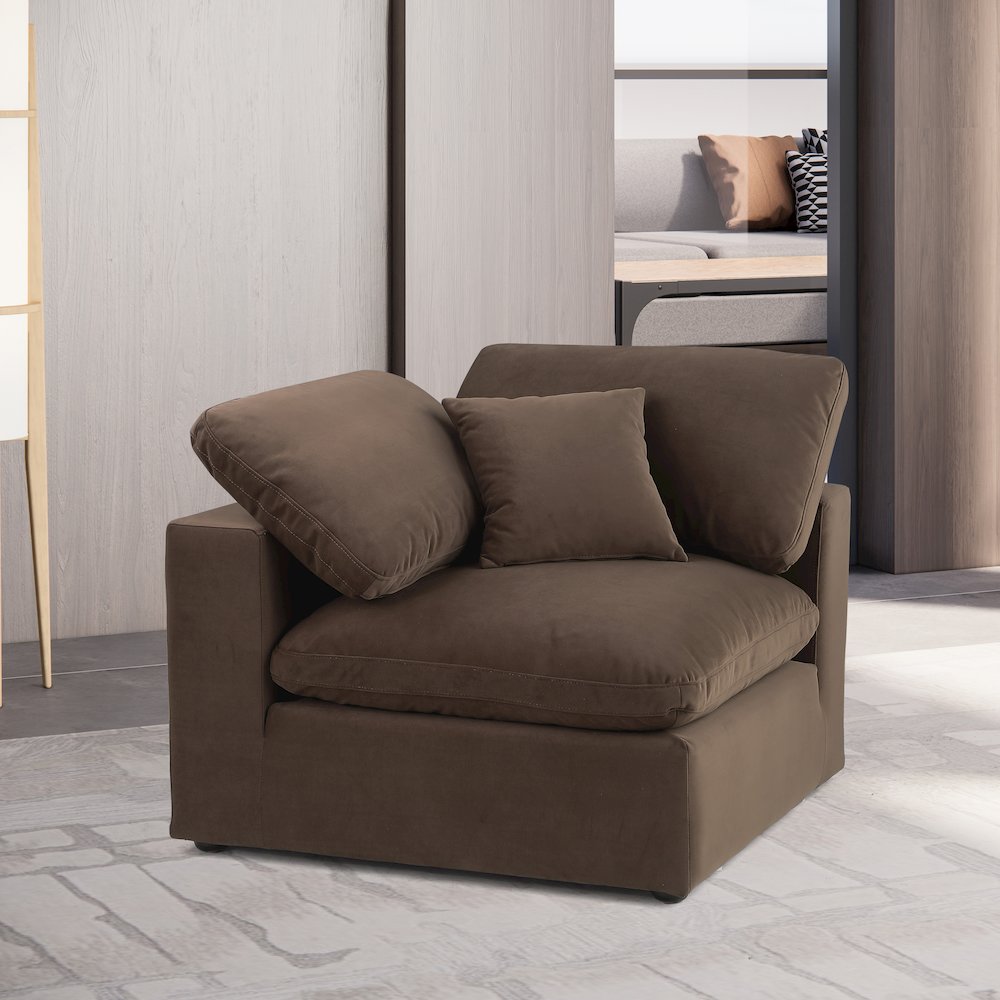 Comfy Brown Velvet Modular Corner Chair. Picture 2
