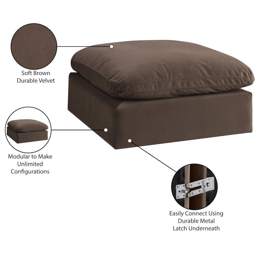 Comfy Brown Velvet Modular Ottoman. Picture 6