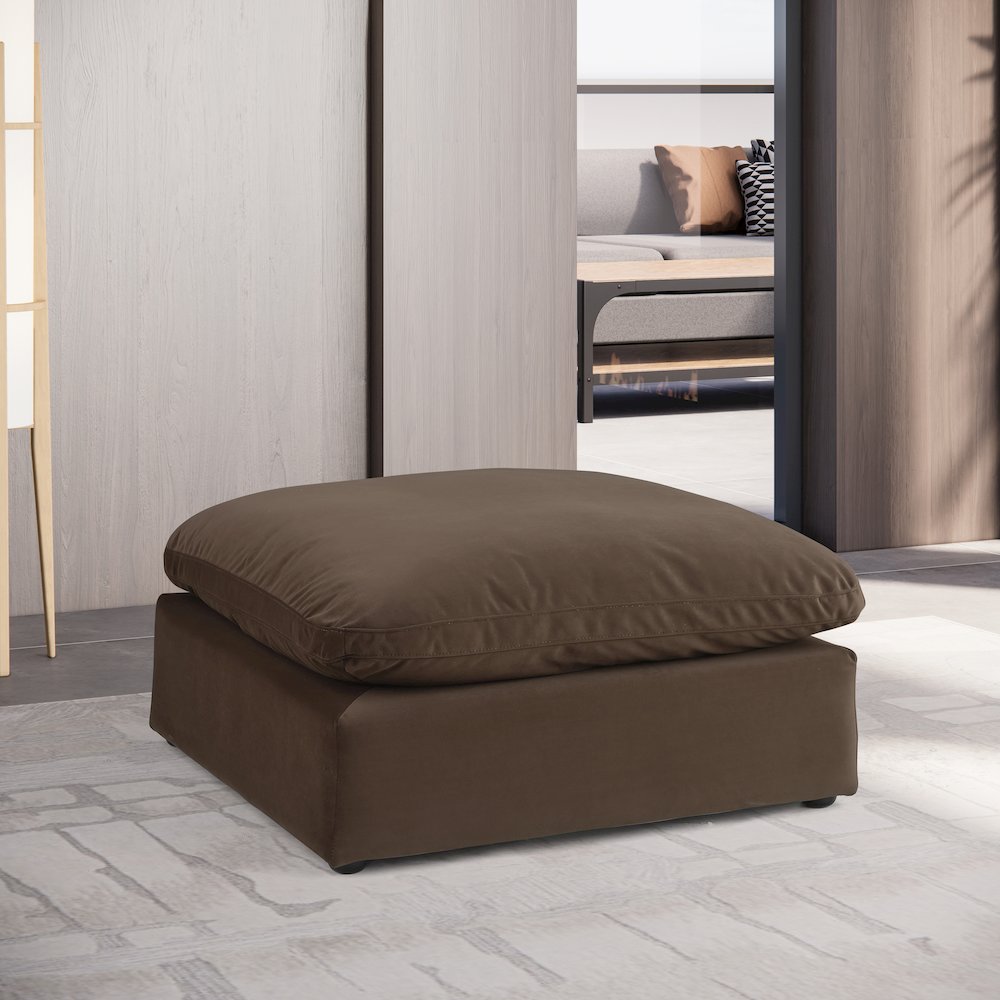 Comfy Brown Velvet Modular Ottoman. Picture 2