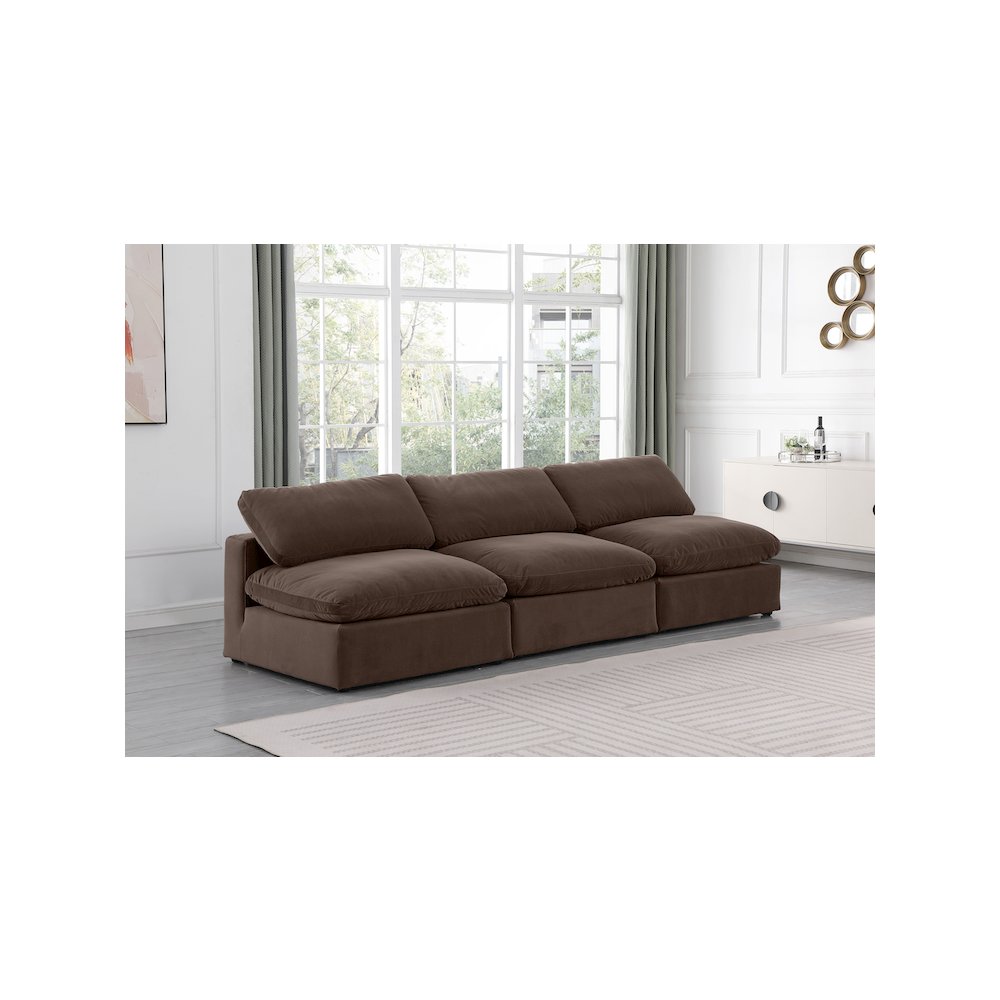 Comfy Brown Velvet Modular Sofa. Picture 2