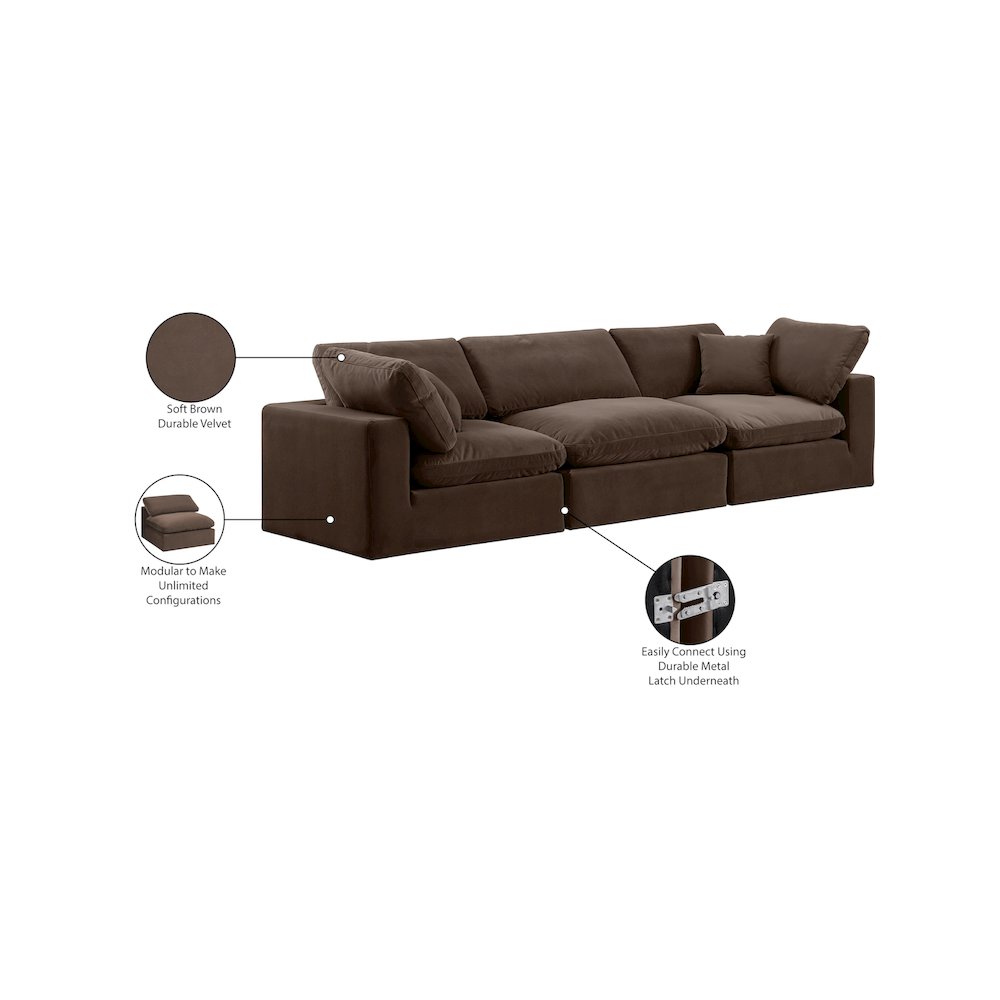 Comfy Brown Velvet Modular Sofa. Picture 11