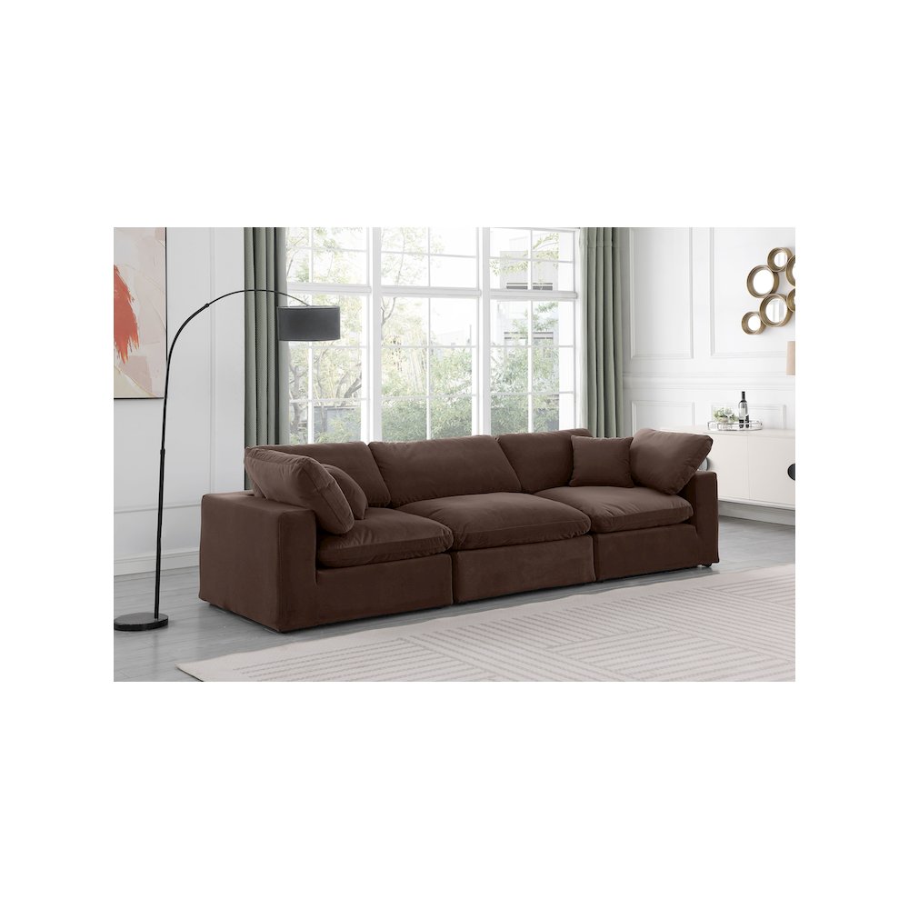 Comfy Brown Velvet Modular Sofa. Picture 2