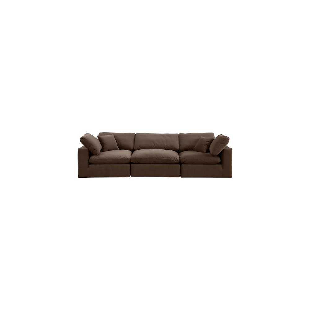 Comfy Brown Velvet Modular Sofa. Picture 4