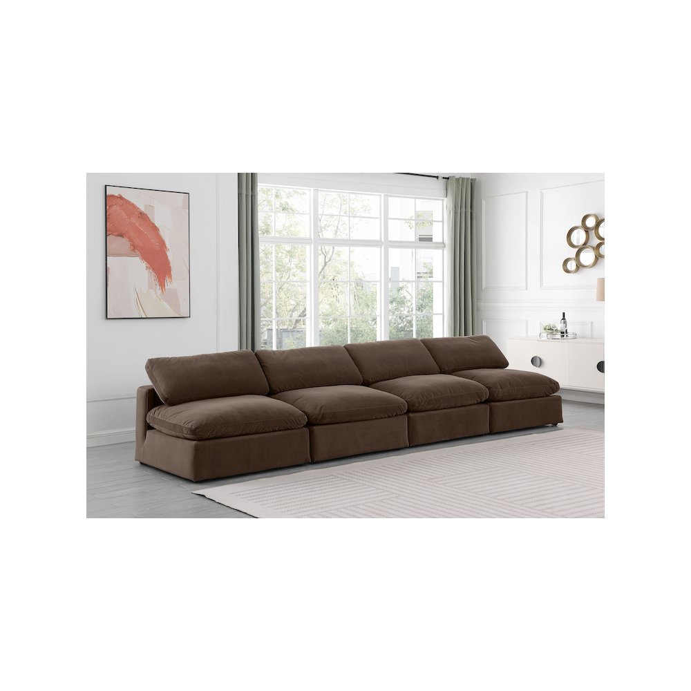 Comfy Brown Velvet Modular Sofa. Picture 2