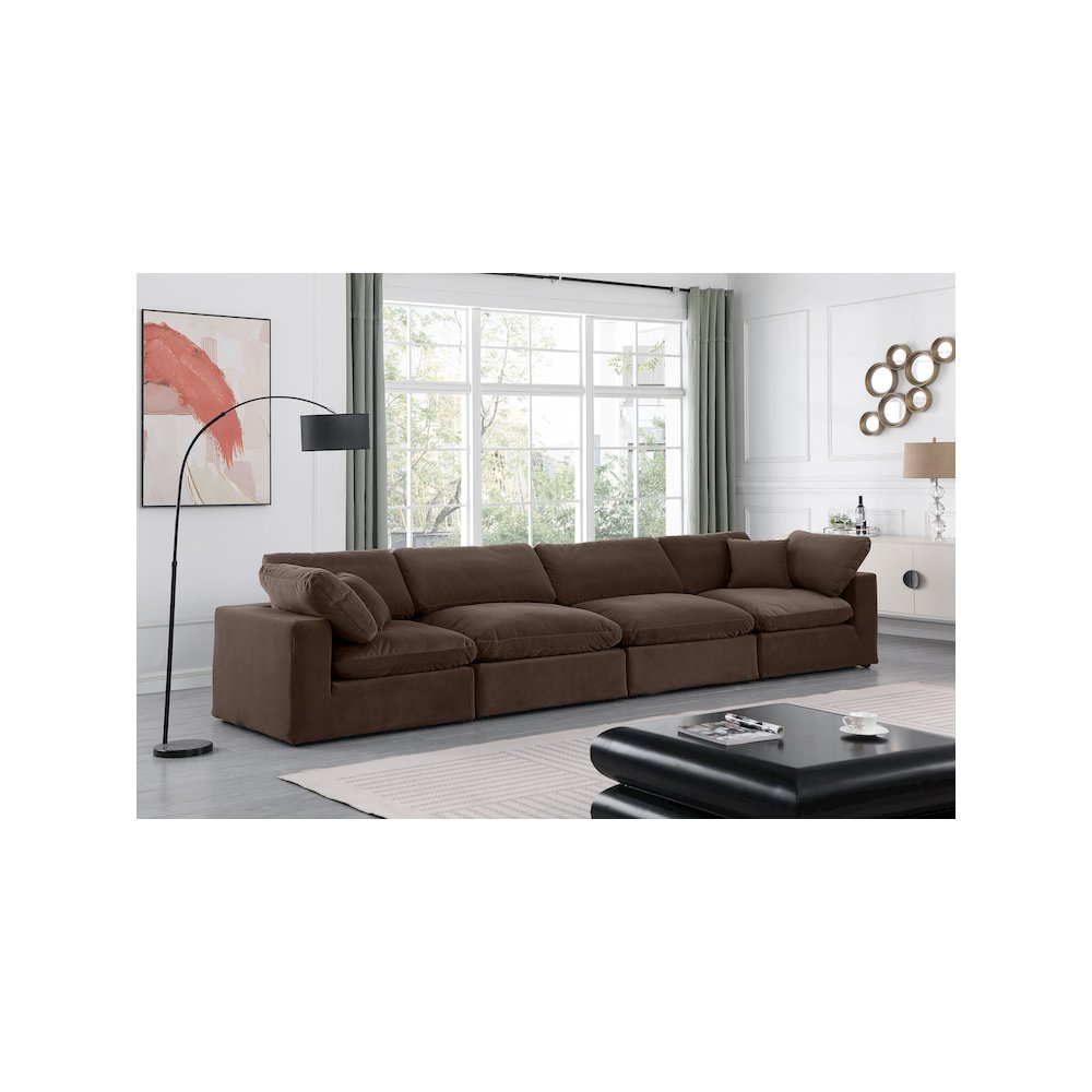 Comfy Brown Velvet Modular Sofa. Picture 2