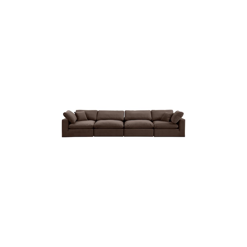 Comfy Brown Velvet Modular Sofa. Picture 4