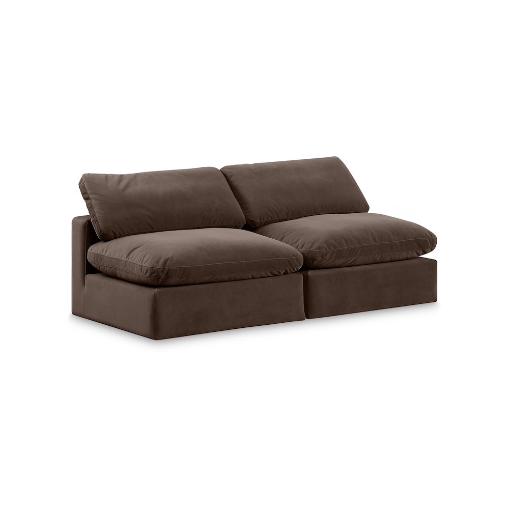 Comfy Brown Velvet Modular Sofa. Picture 1