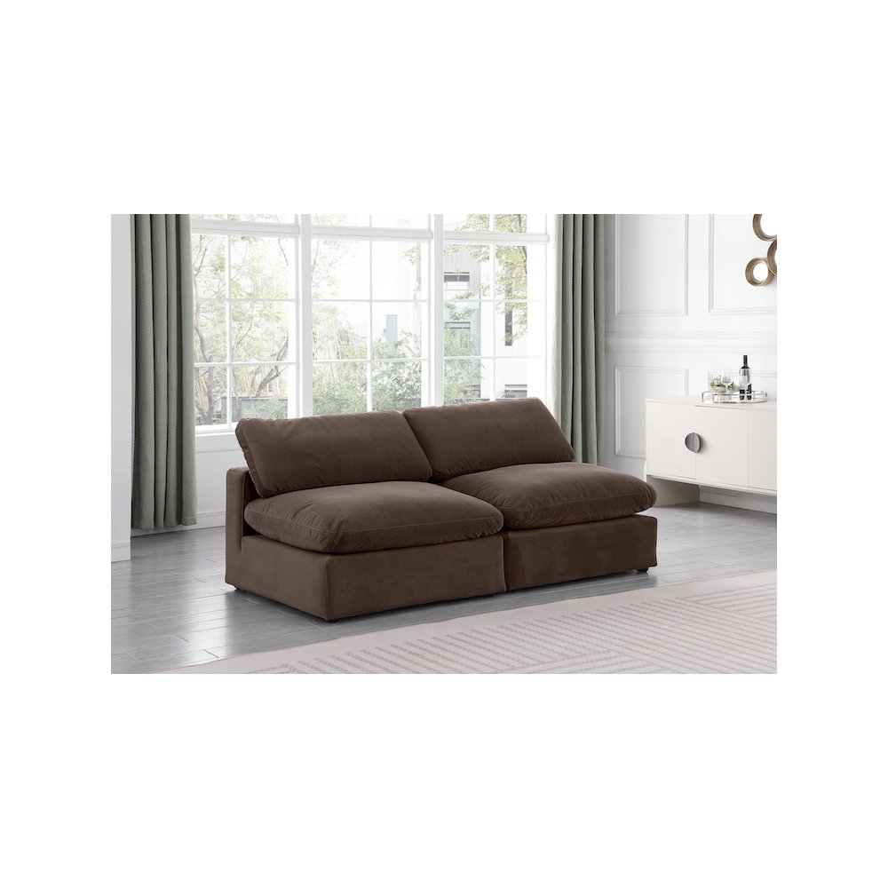 Comfy Brown Velvet Modular Sofa. Picture 2
