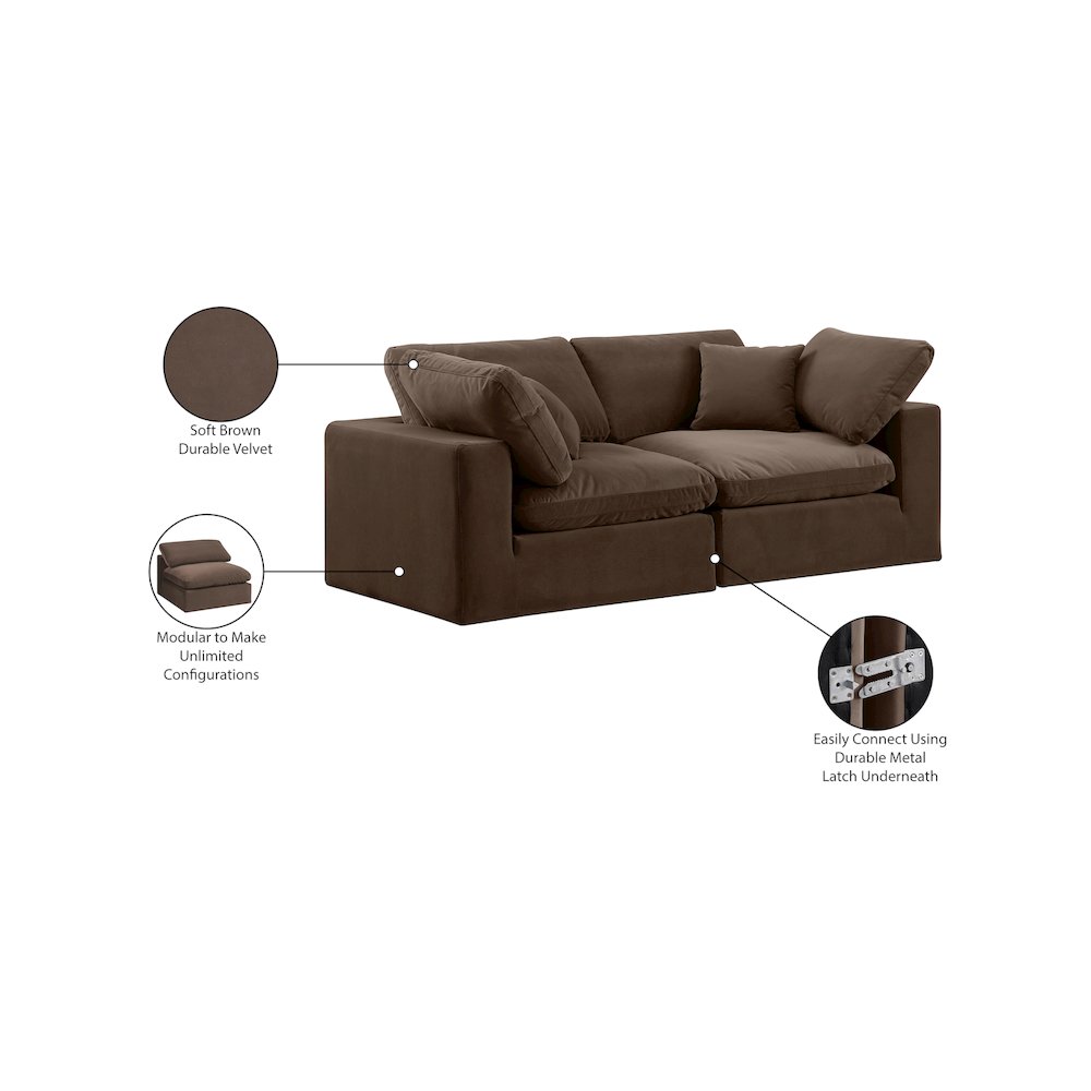 Comfy Brown Velvet Modular Sofa. Picture 11