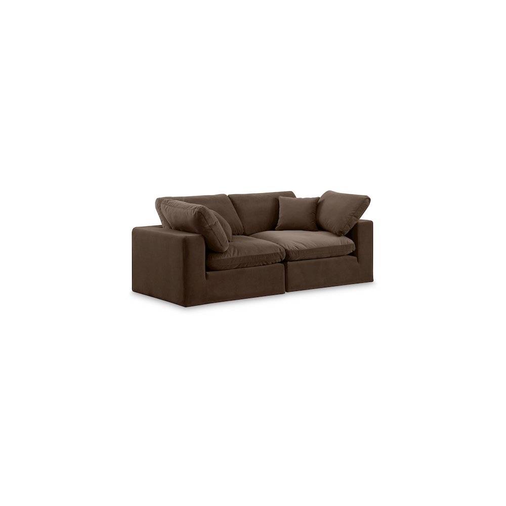 Comfy Brown Velvet Modular Sofa. Picture 1