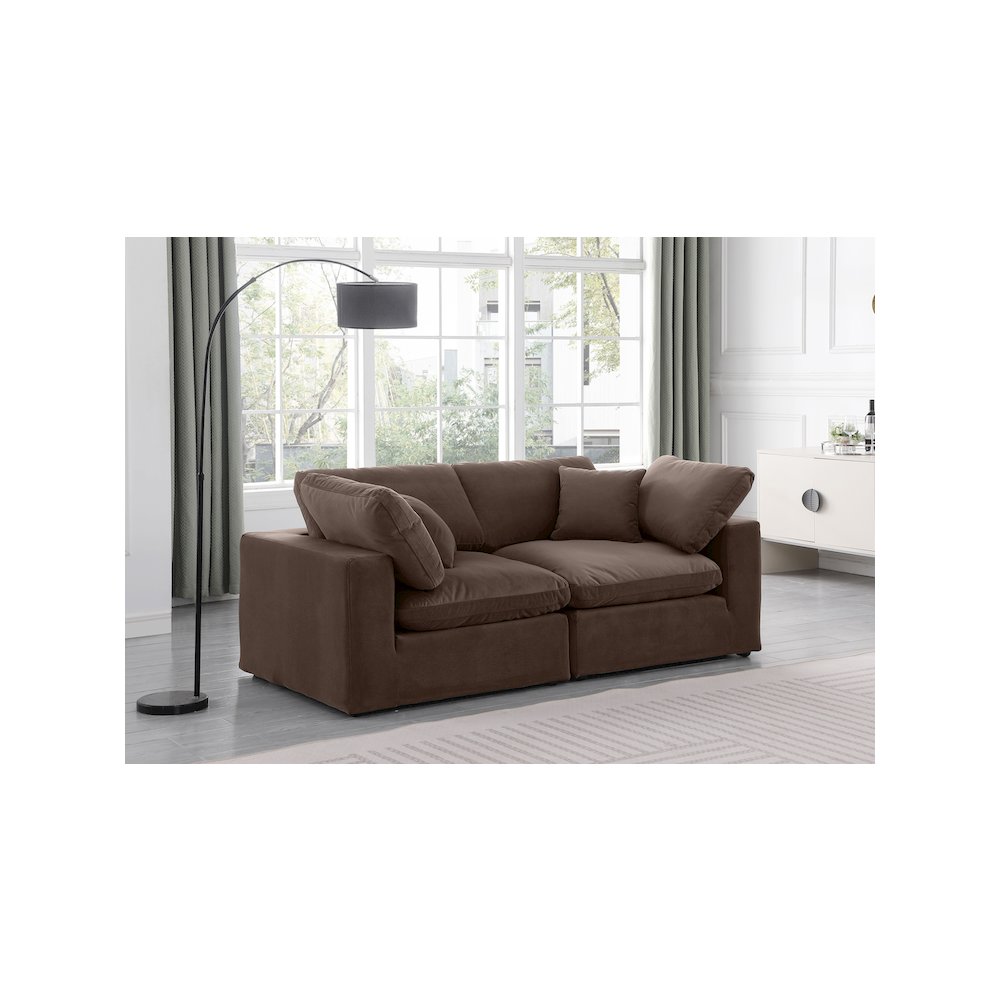 Comfy Brown Velvet Modular Sofa. Picture 2