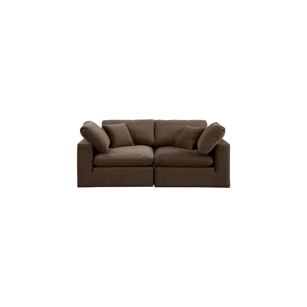 Comfy Brown Velvet Modular Sofa. Picture 4
