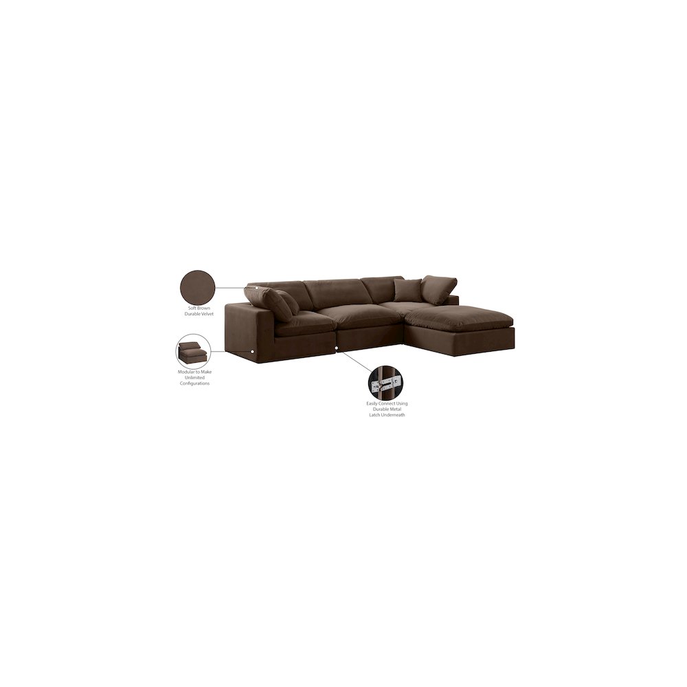 Comfy Brown Velvet Modular Sectional. Picture 16