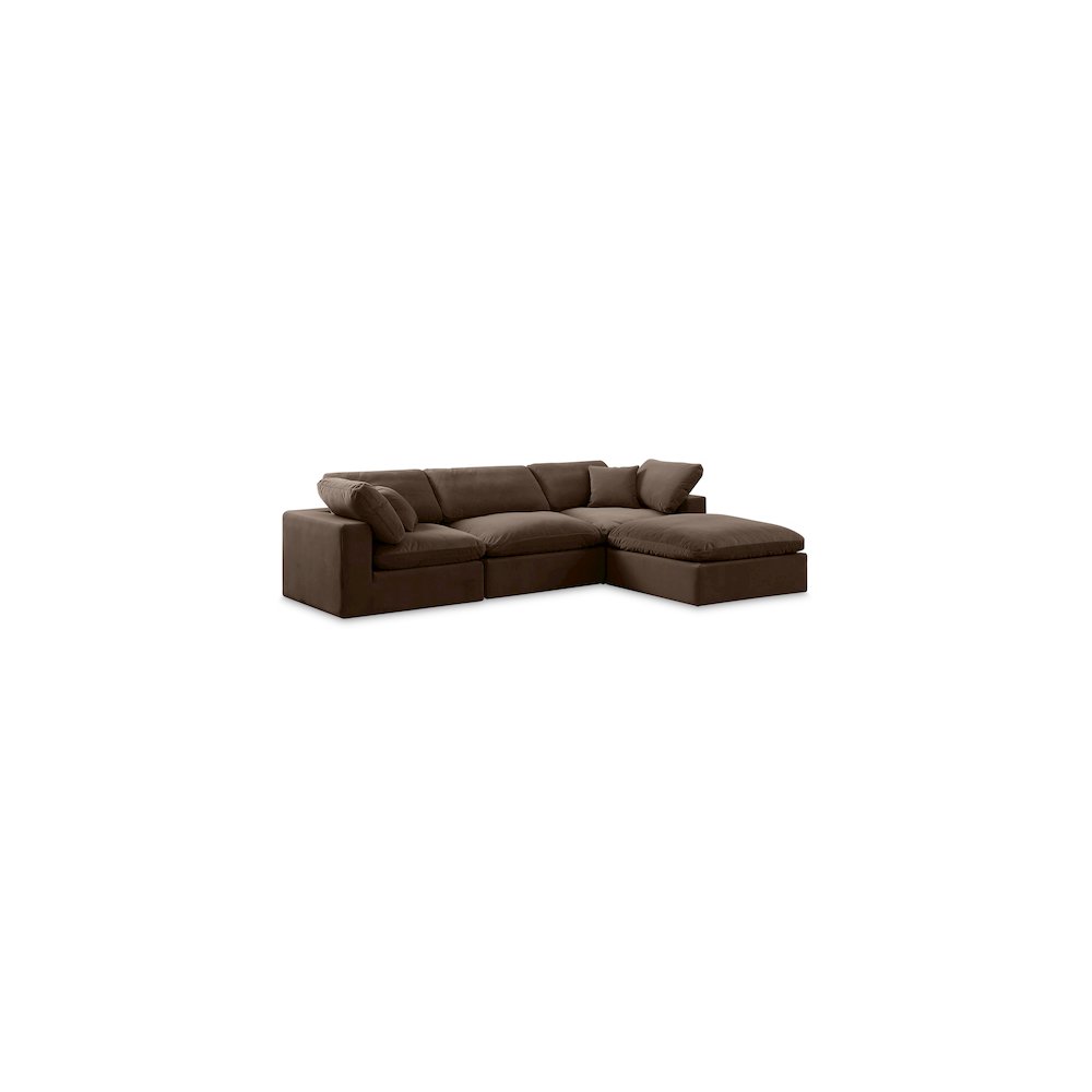 Comfy Brown Velvet Modular Sectional. Picture 1