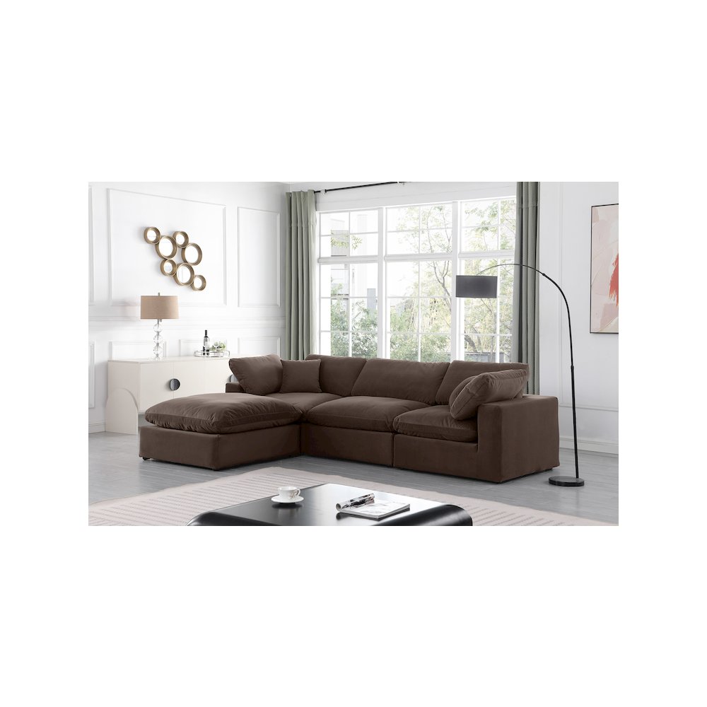 Comfy Brown Velvet Modular Sectional. Picture 3