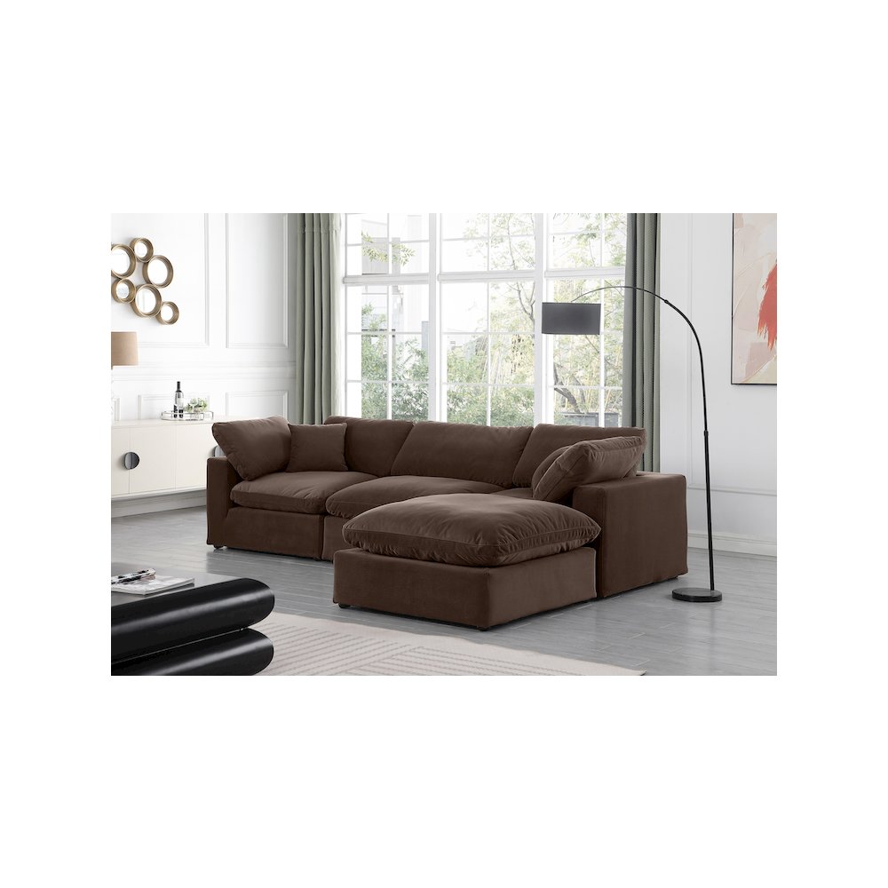 Comfy Brown Velvet Modular Sectional. Picture 4