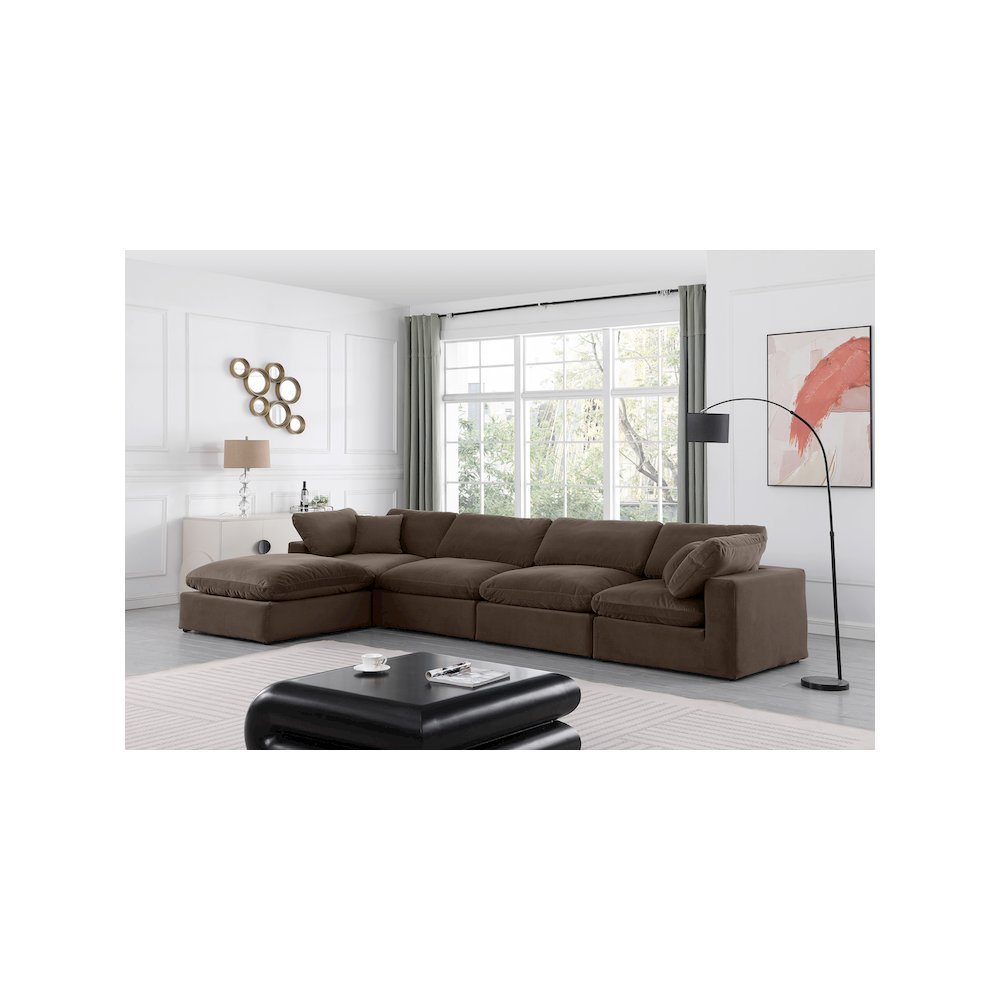 Comfy Brown Velvet Modular Sectional. Picture 3