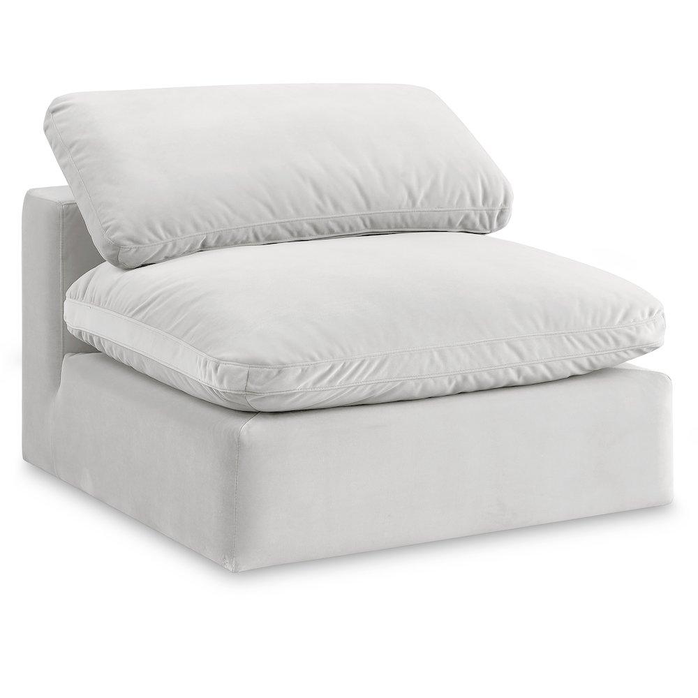 Comfy Cream Velvet Modular Armless Chair. Picture 1