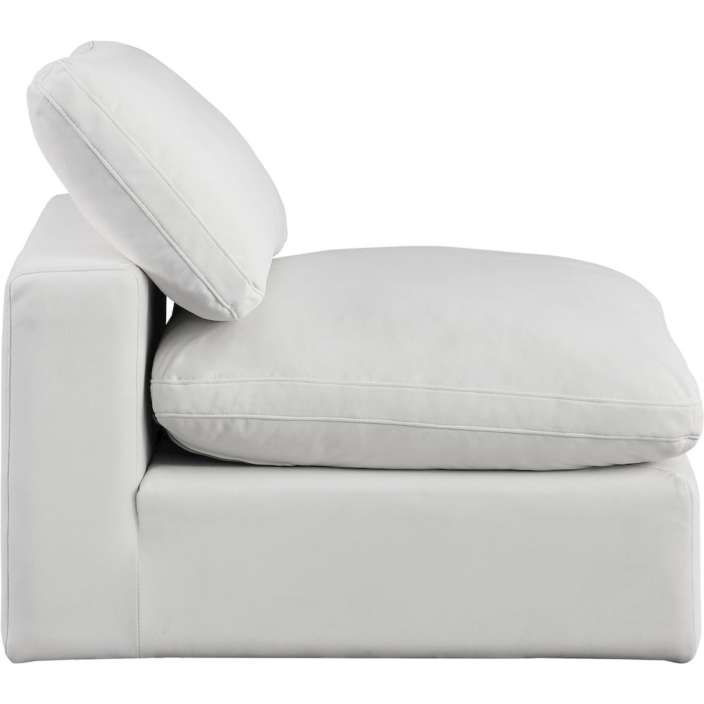 Comfy Cream Velvet Modular Armless Chair. Picture 5