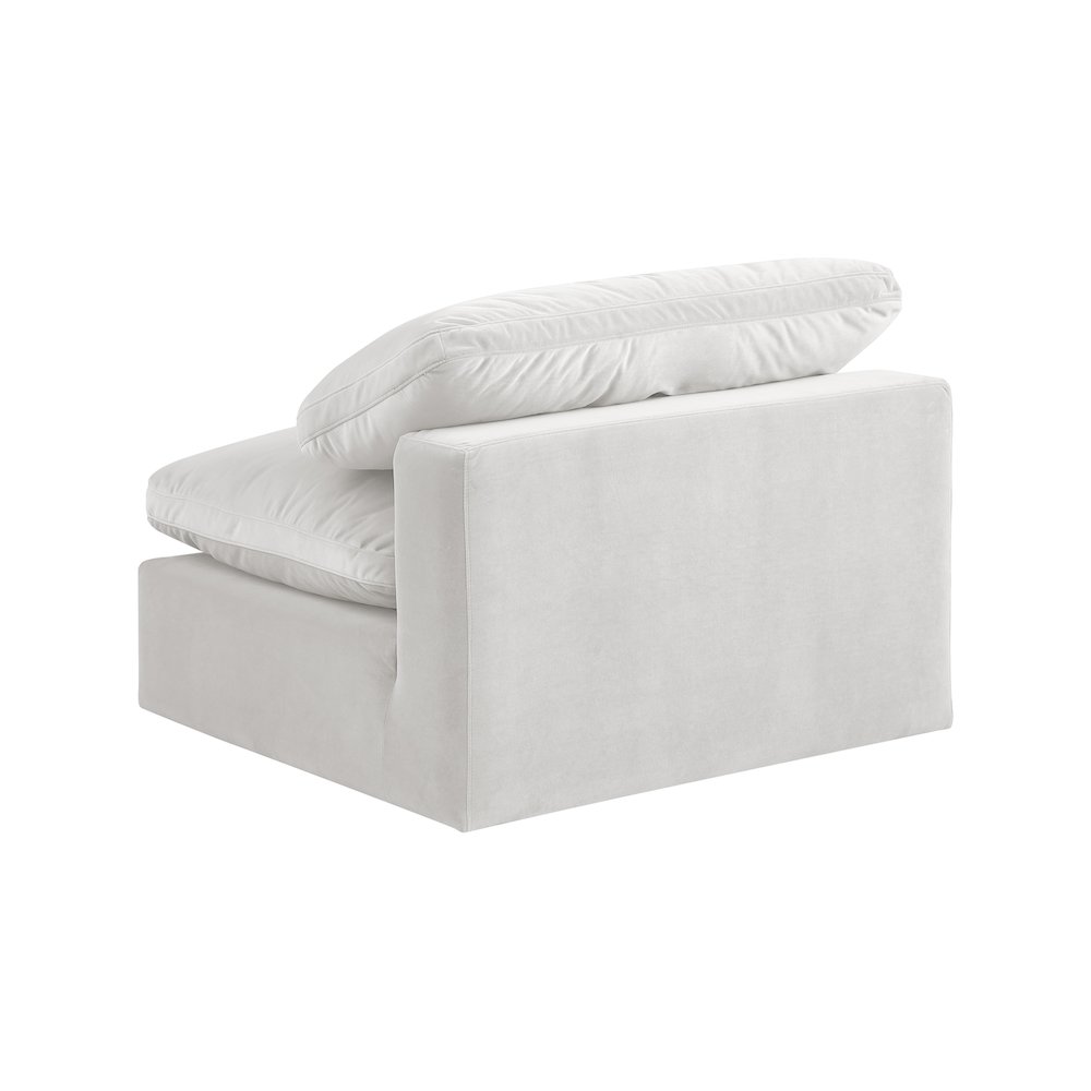 Comfy Cream Velvet Modular Armless Chair. Picture 6