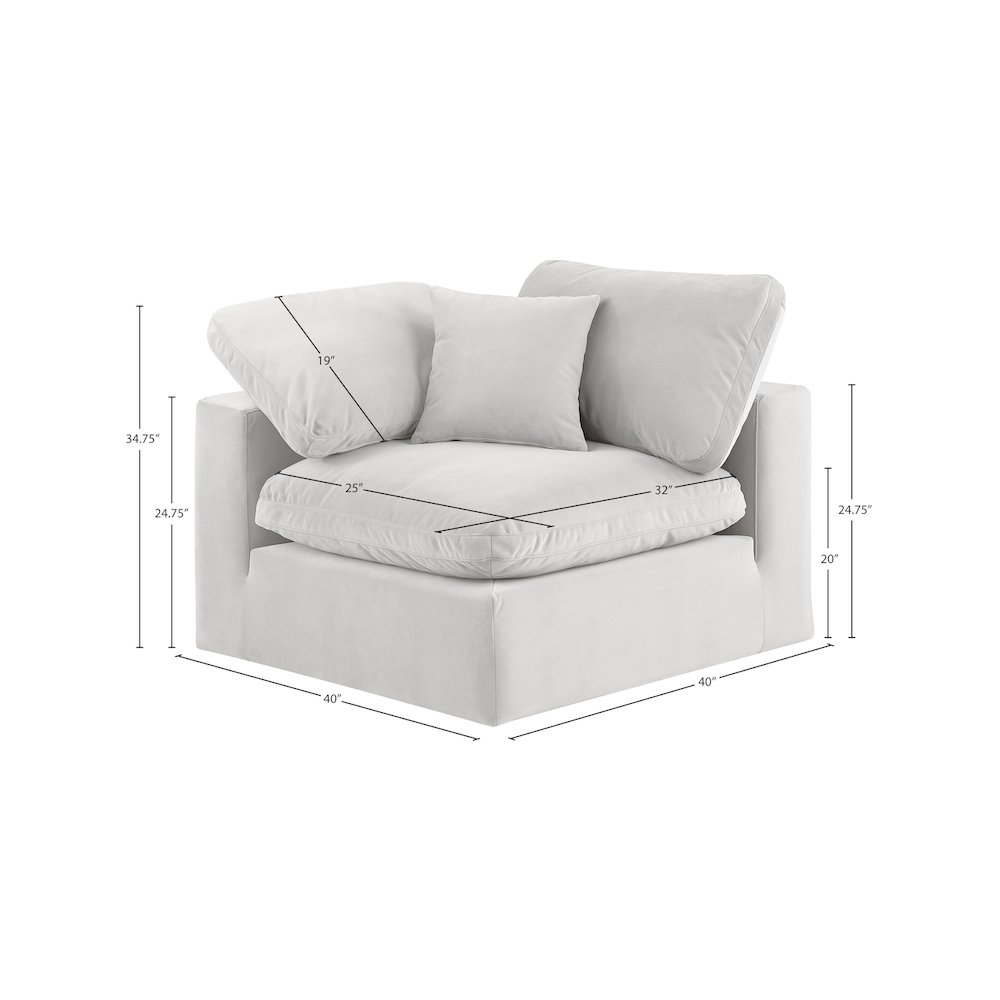 Comfy Cream Velvet Modular Corner Chair. Picture 12
