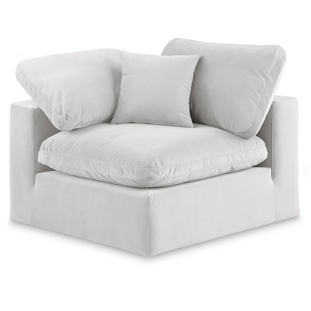 Comfy Cream Velvet Modular Corner Chair. Picture 1