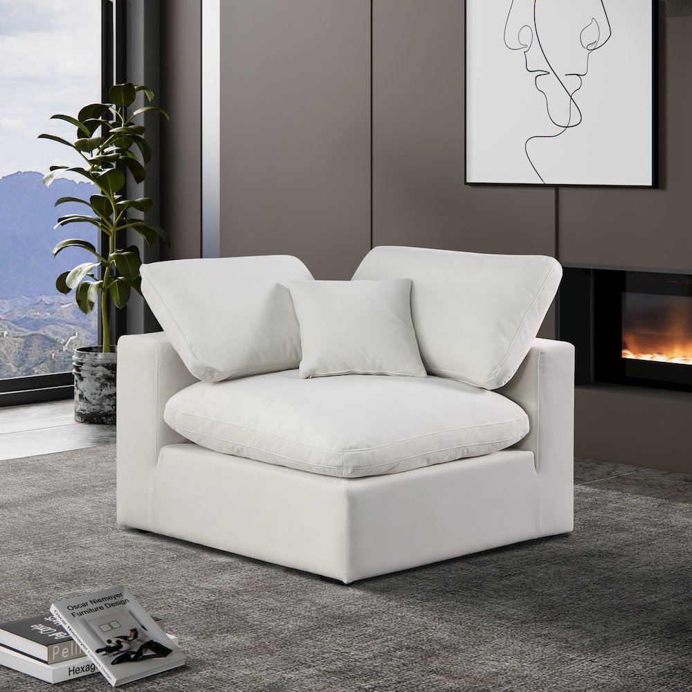 Comfy Cream Velvet Modular Corner Chair. Picture 2