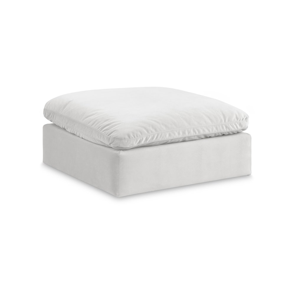 Comfy Cream Velvet Modular Ottoman. Picture 1
