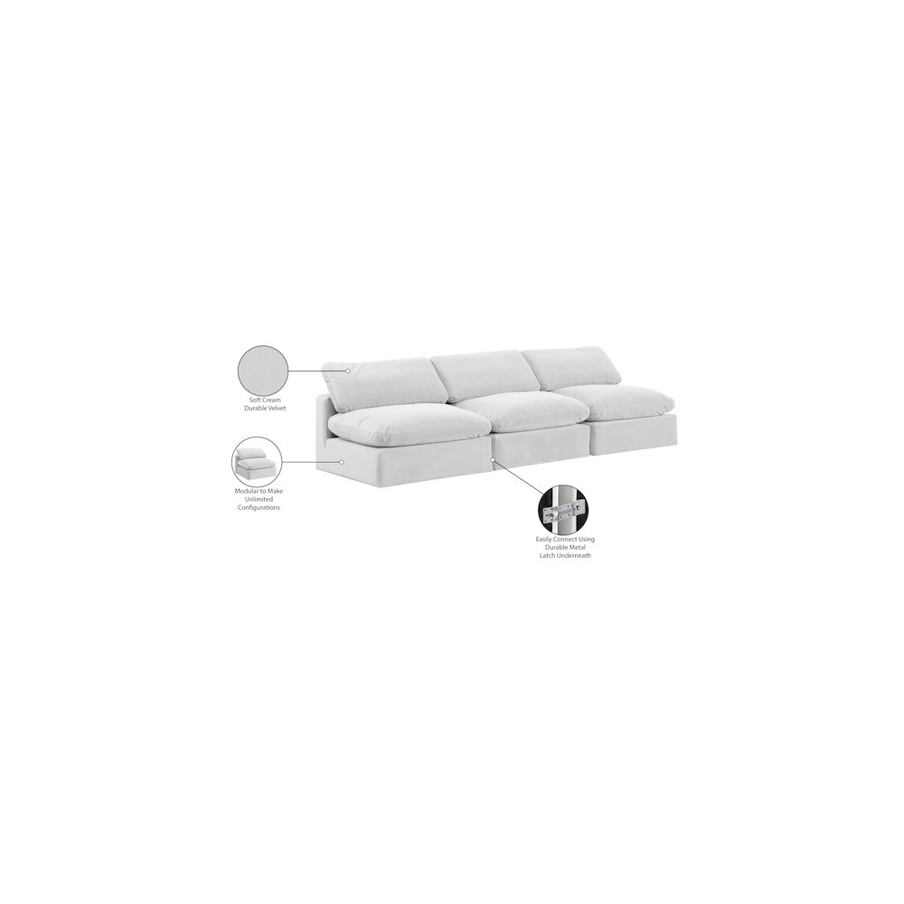 Comfy Cream Velvet Modular Sofa. Picture 10