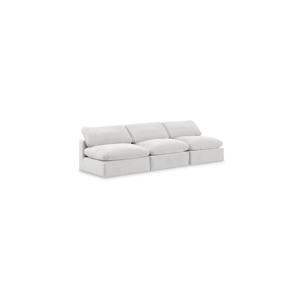 Comfy Cream Velvet Modular Sofa. Picture 1