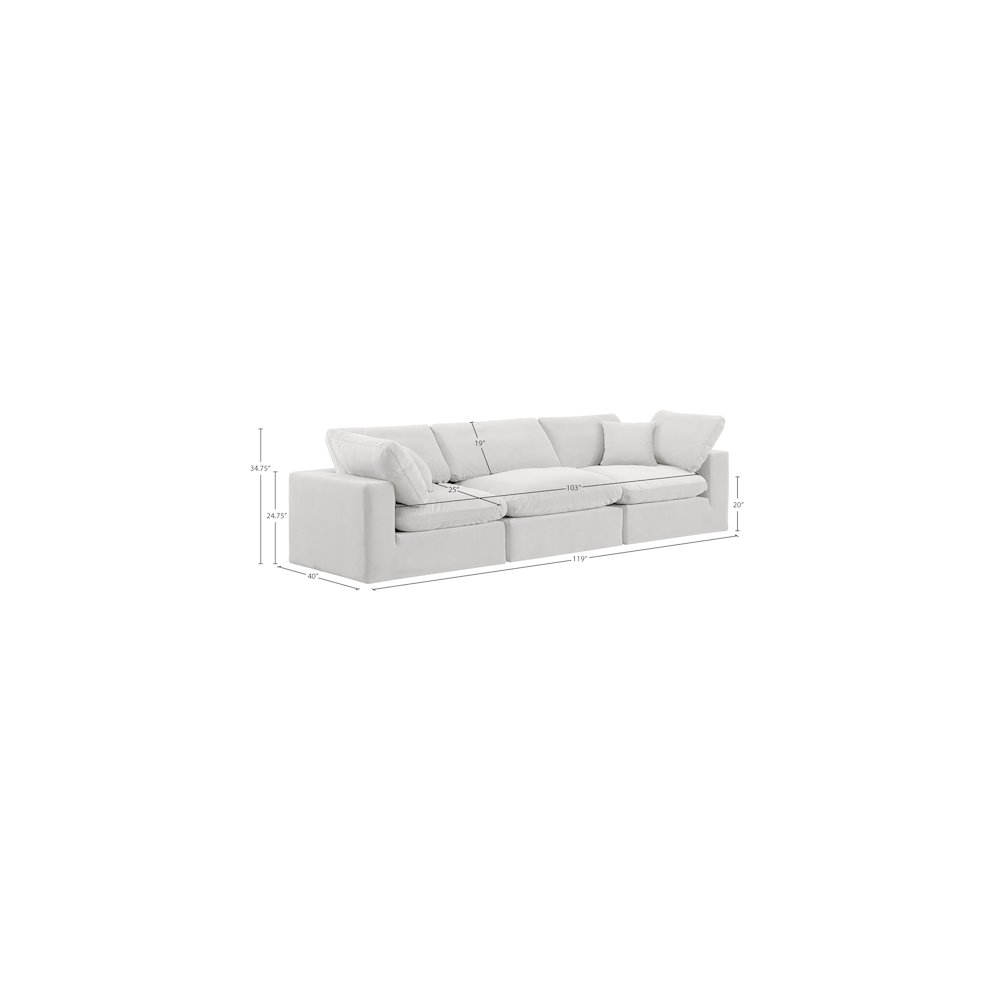Comfy Cream Velvet Modular Sofa. Picture 10