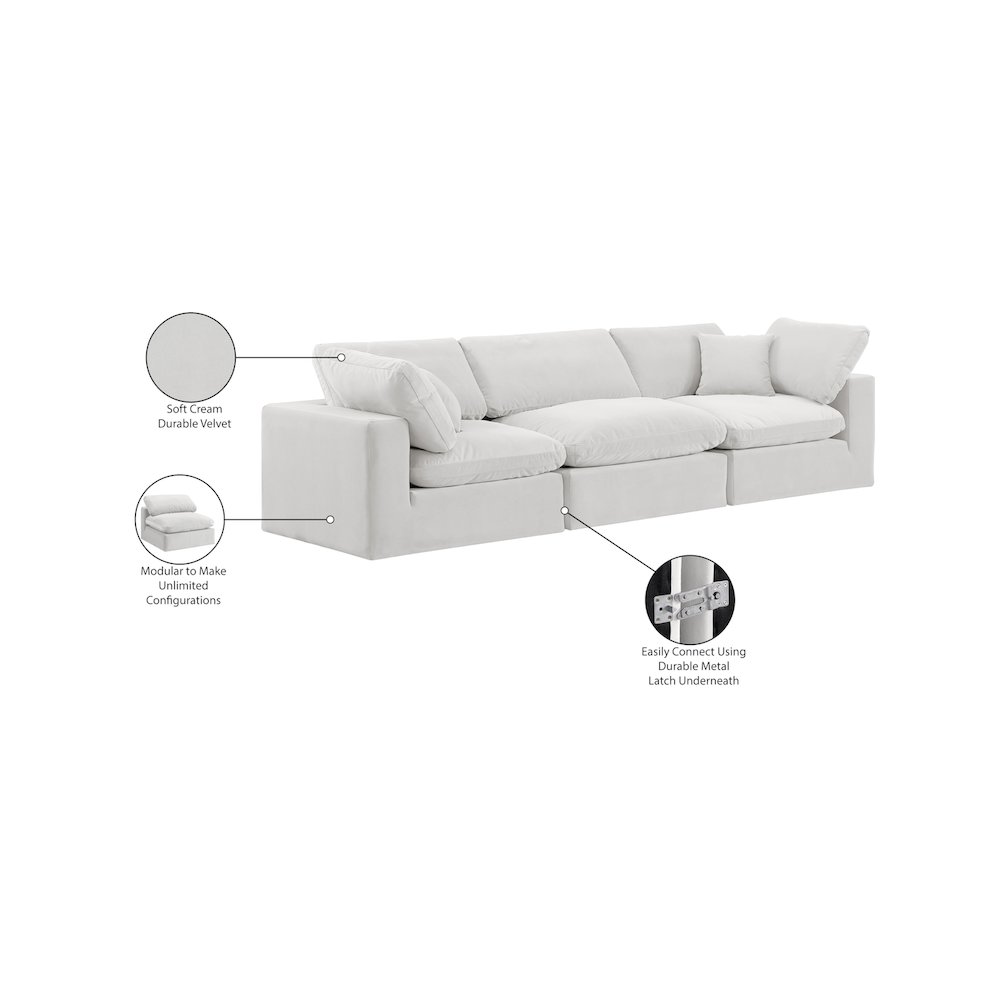 Comfy Cream Velvet Modular Sofa. Picture 11