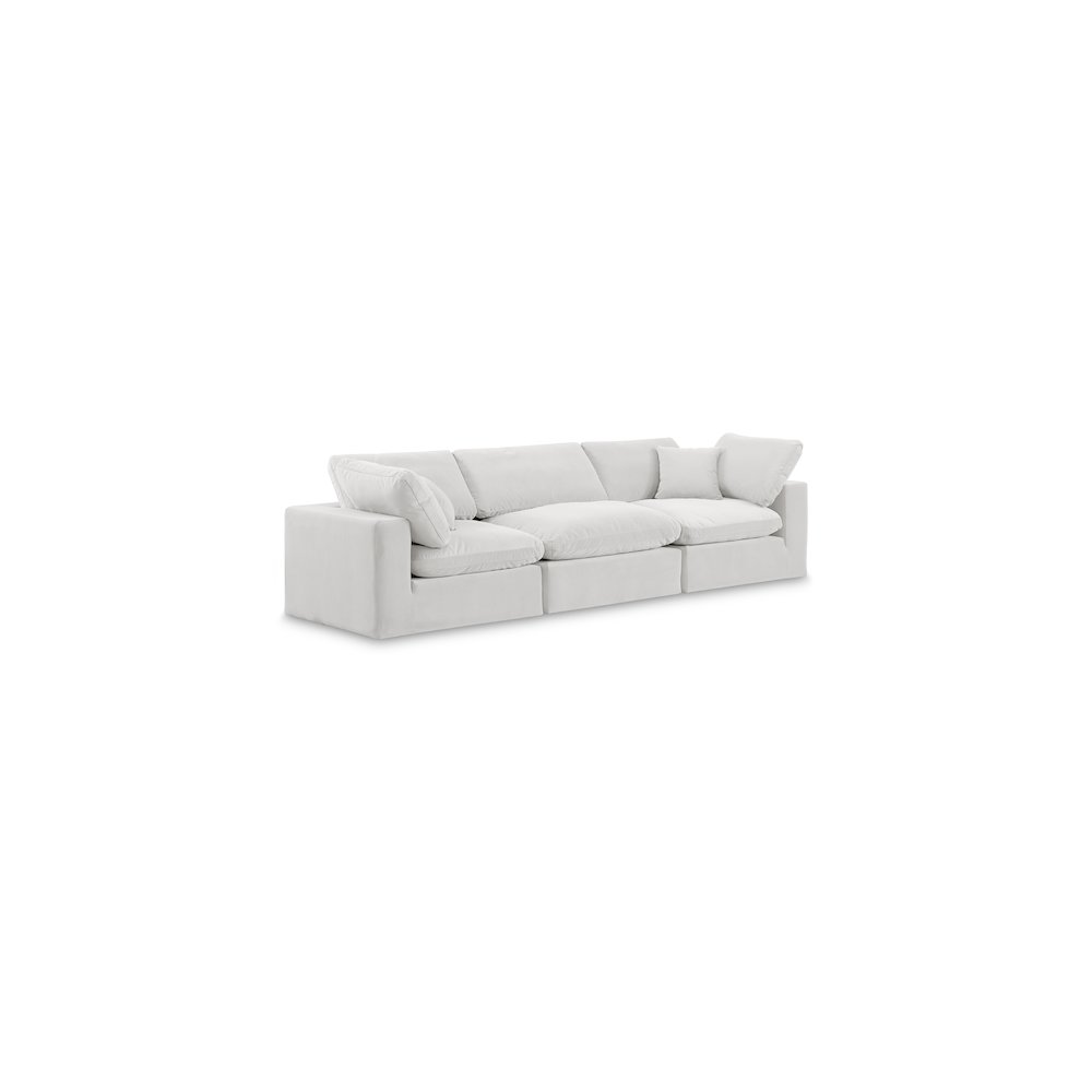Comfy Cream Velvet Modular Sofa. Picture 1