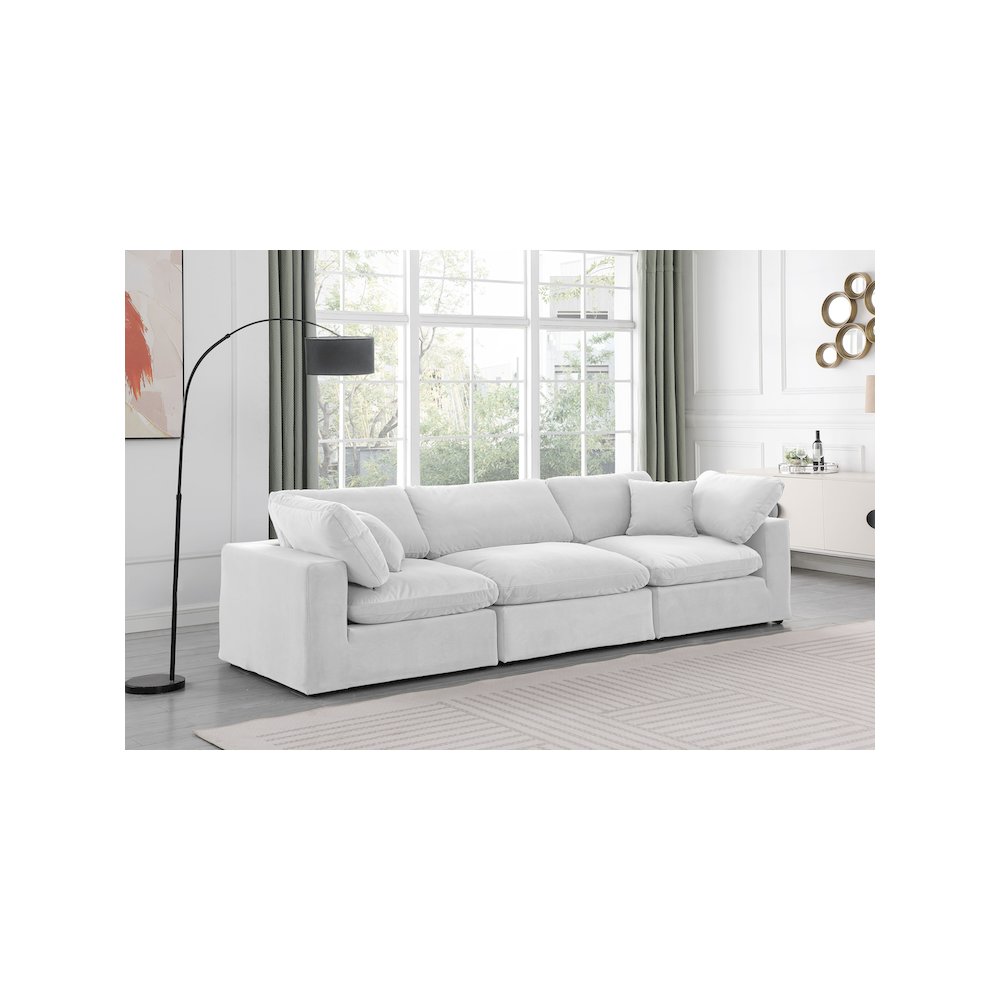 Comfy Cream Velvet Modular Sofa. Picture 2
