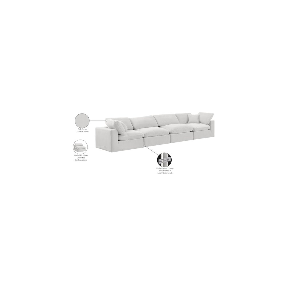 Comfy Cream Velvet Modular Sofa. Picture 11
