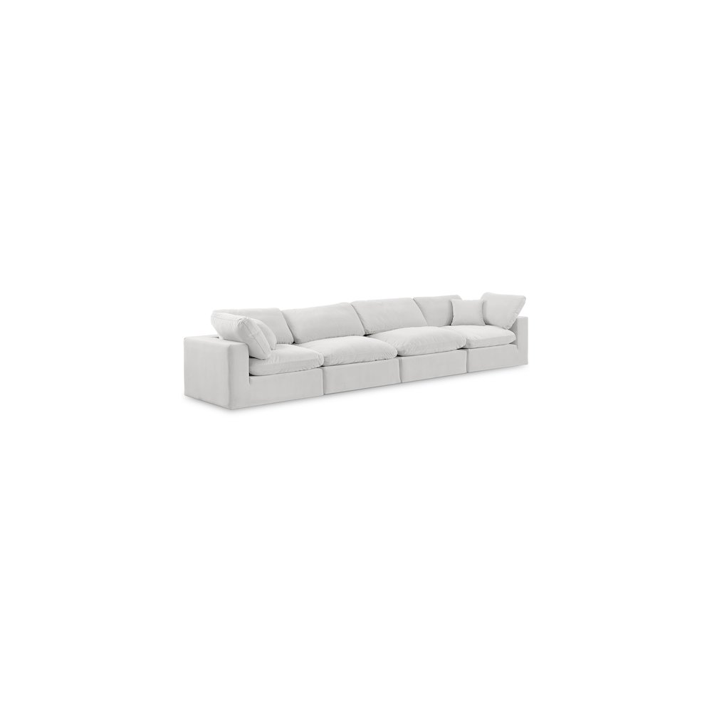 Comfy Cream Velvet Modular Sofa. Picture 1