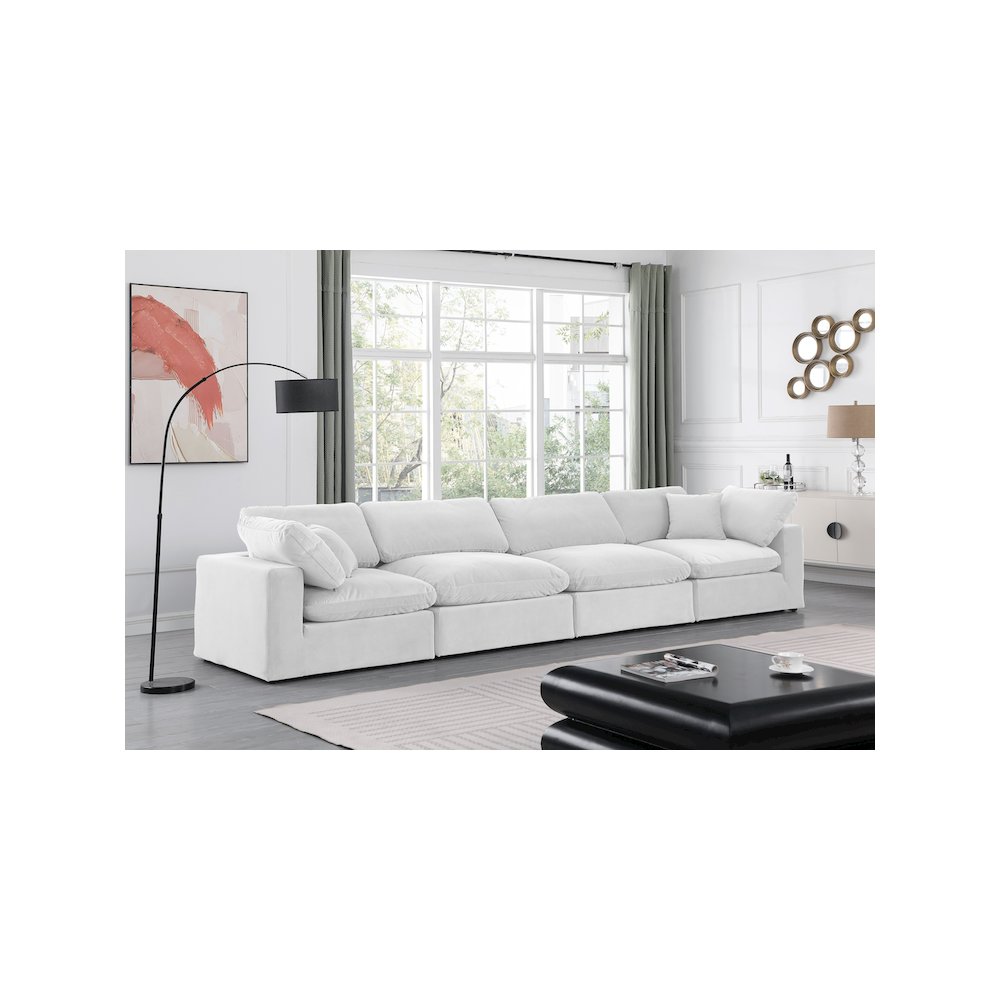 Comfy Cream Velvet Modular Sofa. Picture 2