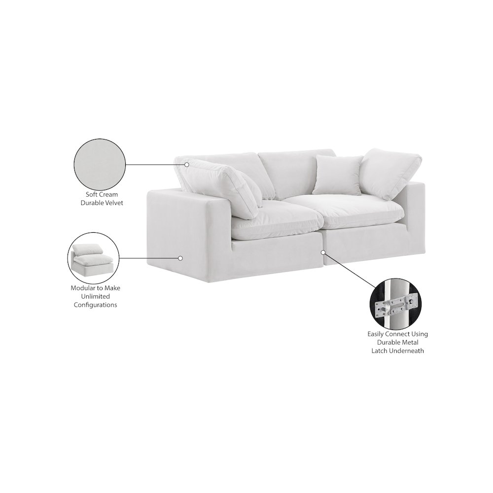 Comfy Cream Velvet Modular Sofa. Picture 11